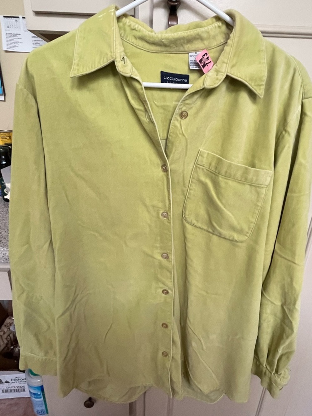 Liz Claiborne Ladies Light Lime Green Button-Down Shirt